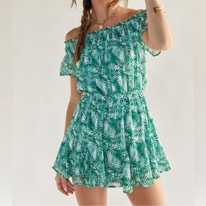 Kaylee Off The Shoulder Palm Print Romper